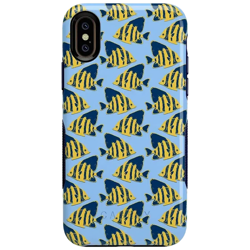 Something's Fishy | Navy Blue & Yellow Fish Print Case iPhone Case get.casely Bold iPhone XS Max 