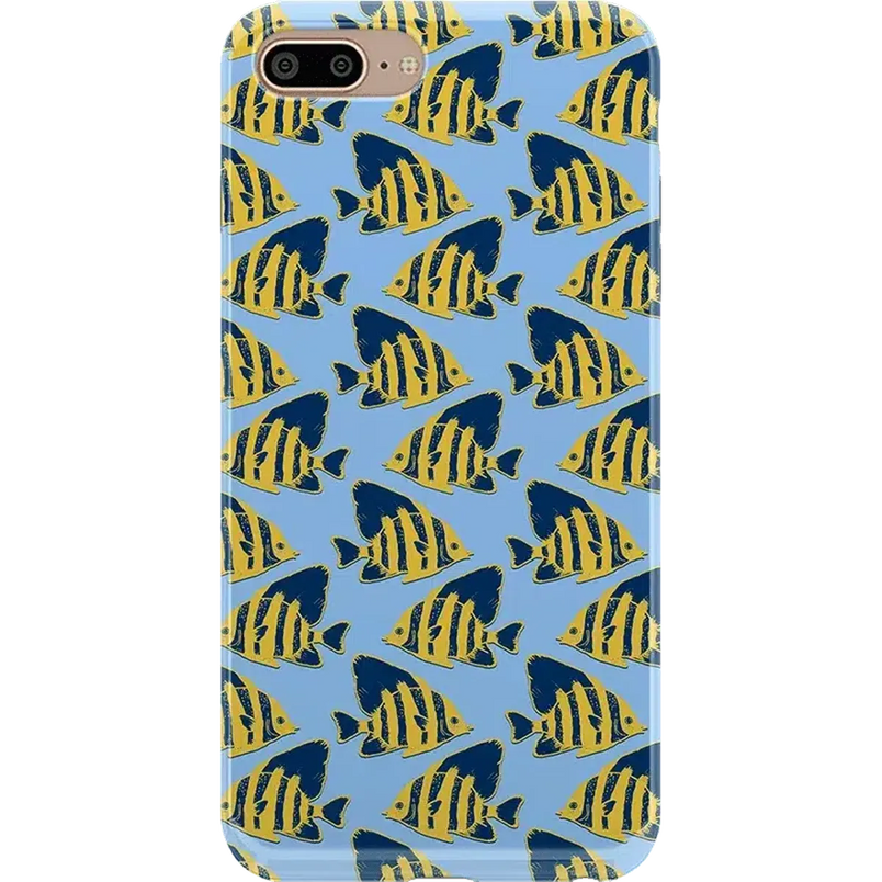 Something's Fishy | Navy Blue & Yellow Fish Print Case iPhone Case get.casely Classic iPhone 6/7/8 Plus 