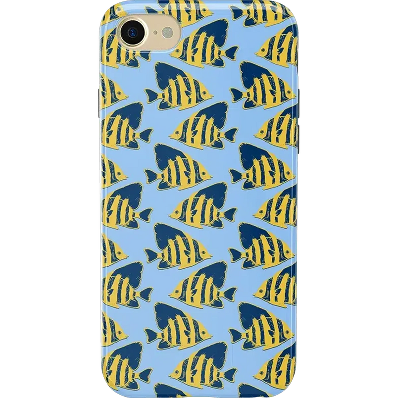 Something's Fishy | Navy Blue & Yellow Fish Print Case iPhone Case get.casely Classic iPhone 6/7/8 