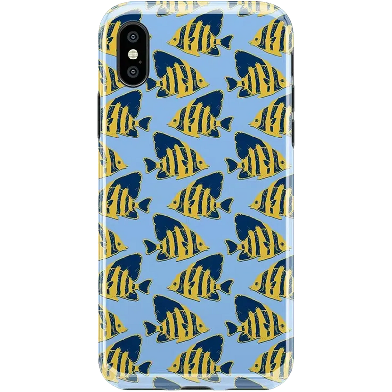 Something's Fishy | Navy Blue & Yellow Fish Print Case iPhone Case get.casely Classic iPhone XS Max 
