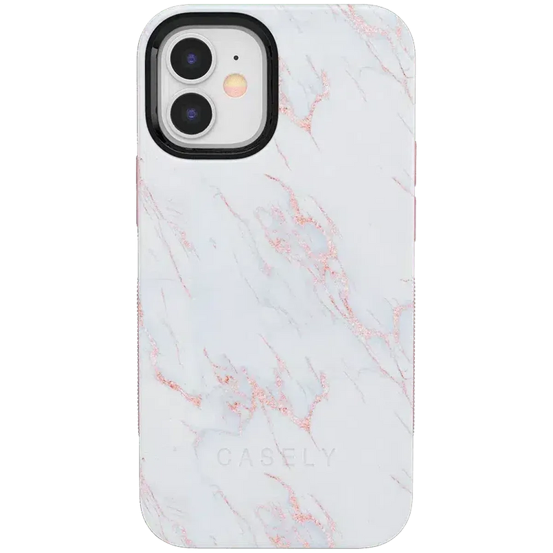 Subtle Blush | White and Pink Marble Case iPhone Case get.casely Bold iPhone 12 Mini 