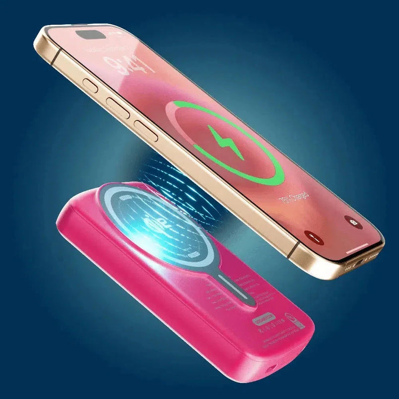 Neon Pink Power Pod Max | Portable Wireless MagSafe Charger - Casely