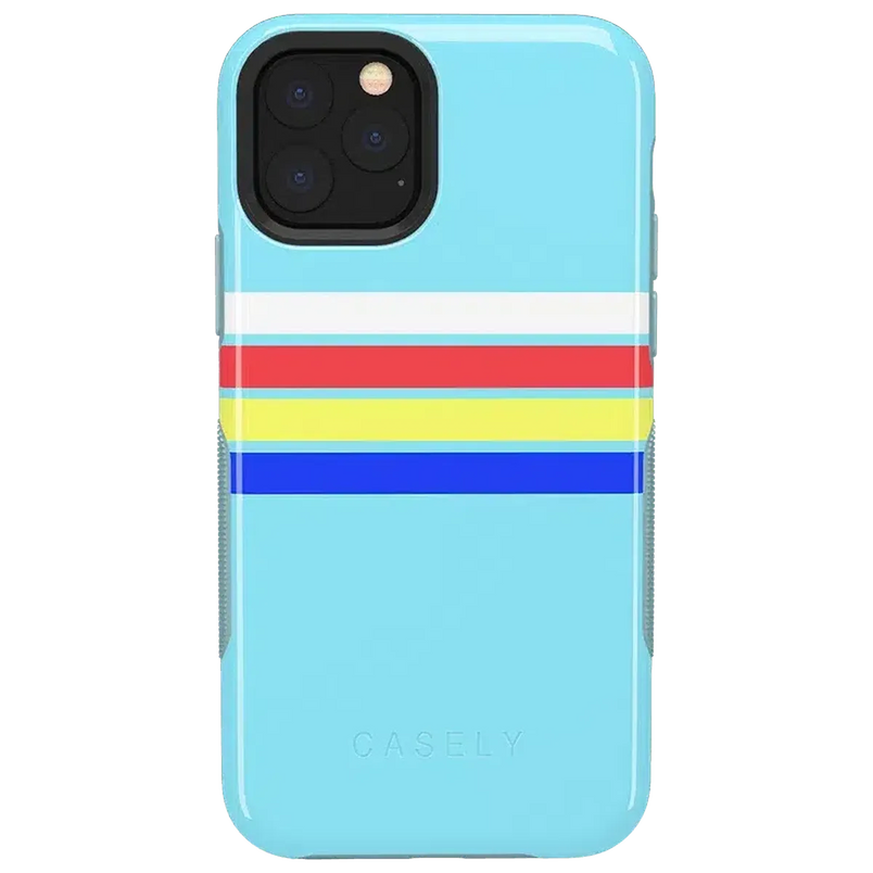 Totally Groovy | Teal Rainbow Stripes Color Block Case iPhone Case get.casely Bold iPhone 11 Pro 