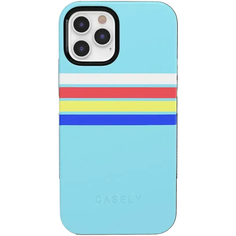 Totally Groovy | Teal Rainbow Stripes Color Block Case iPhone Case get.casely Bold iPhone 12 Pro Max 