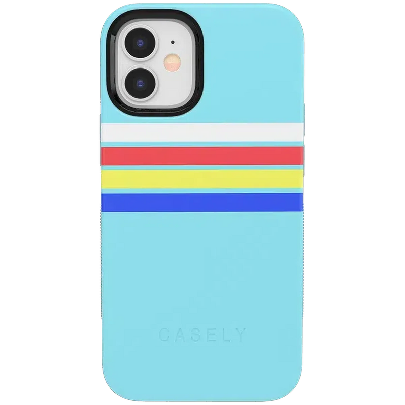 Totally Groovy | Teal Rainbow Stripes Color Block Case iPhone Case get.casely Bold iPhone 12 