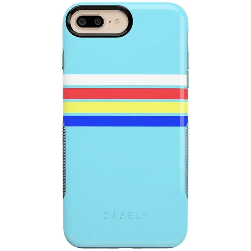 Totally Groovy | Teal Rainbow Stripes Color Block Case iPhone Case get.casely Bold iPhone 6/7/8 Plus 