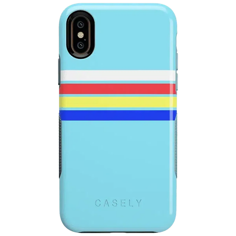 Totally Groovy | Teal Rainbow Stripes Color Block Case iPhone Case get.casely Bold iPhone XS Max 