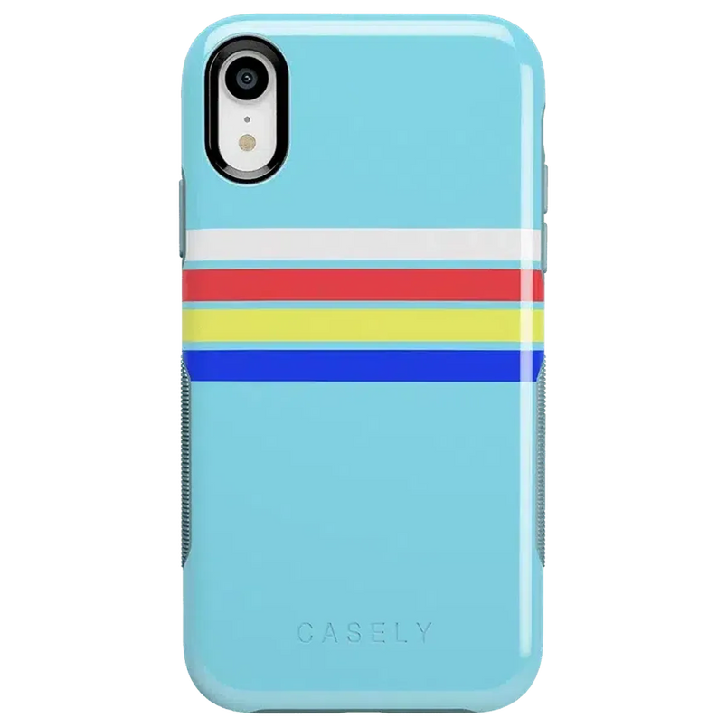 Totally Groovy | Teal Rainbow Stripes Color Block Case iPhone Case get.casely 