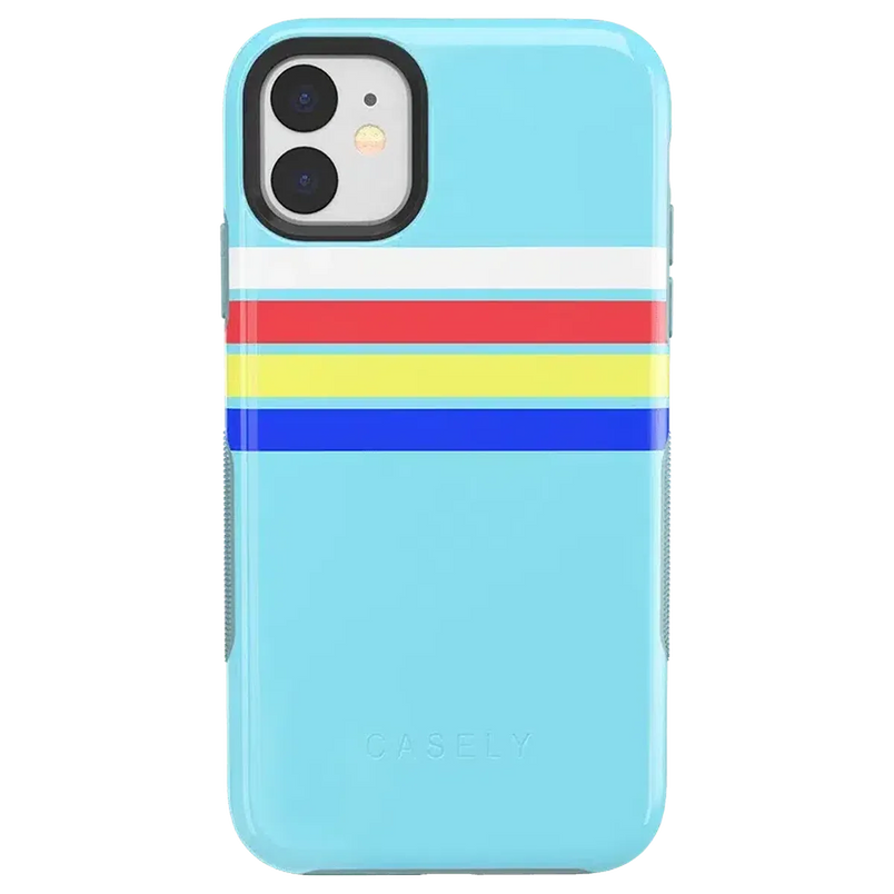 Totally Groovy | Teal Rainbow Stripes Color Block Case iPhone Case get.casely 