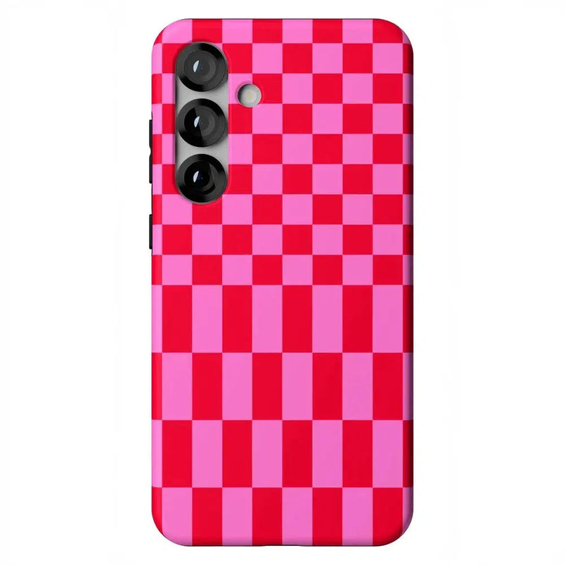 Vibe Check | Pink Checkerboard Case Phone Case Casetry Essential + MagSafe® Galaxy S25 Plus