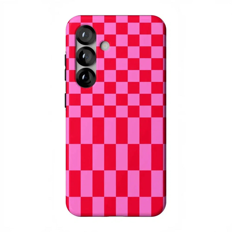 Vibe Check | Pink Checkerboard Case Phone Case Casetry Essential + MagSafe® Galaxy S25