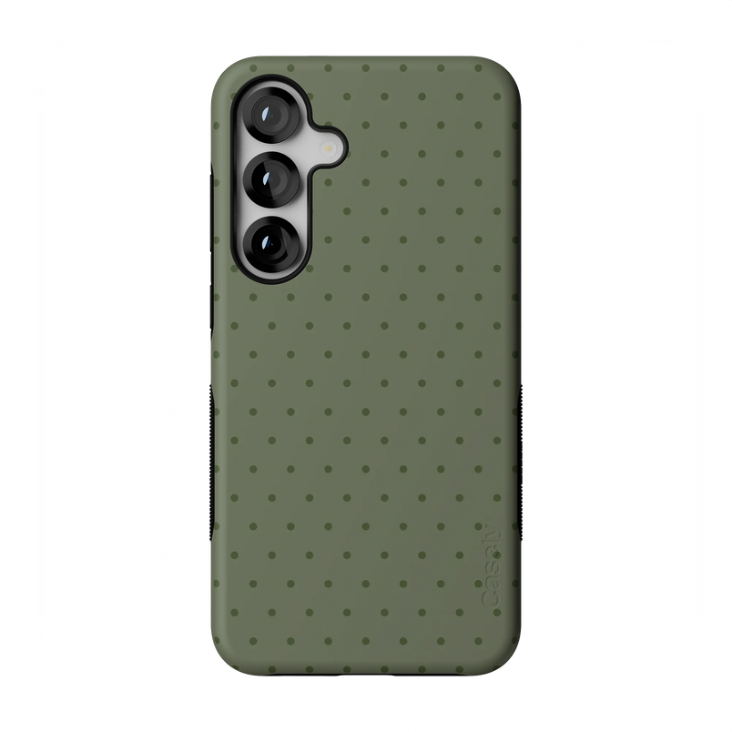 On the Dot | Olive Green Polka Dot Case - Galaxy S25 Plus
