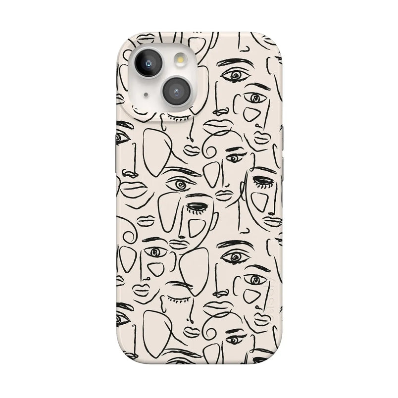 We're All Human | Minimal Face Art Case iPhone Case get.casely Classic + MagSafe® iPhone 15 