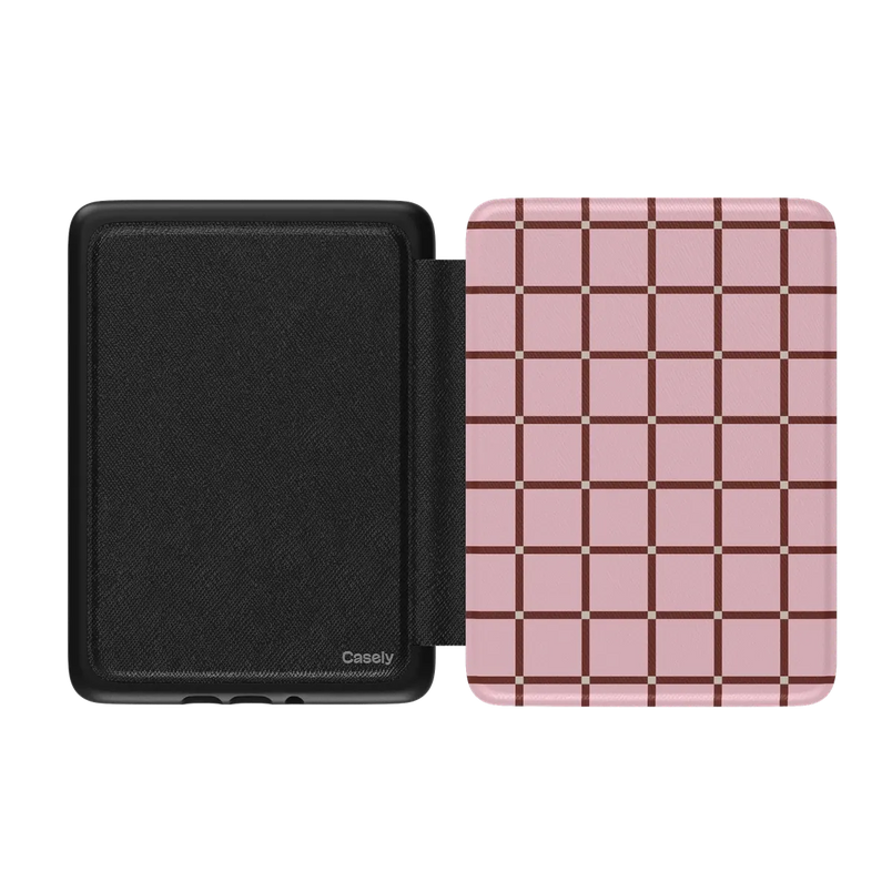Uptown Gridlock | Pink Checkerboard Kindle Case