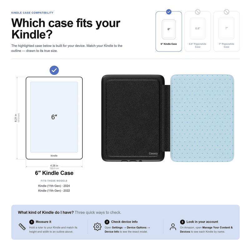On the Dot | Blue Monochrome Polka Dot Kindle Case