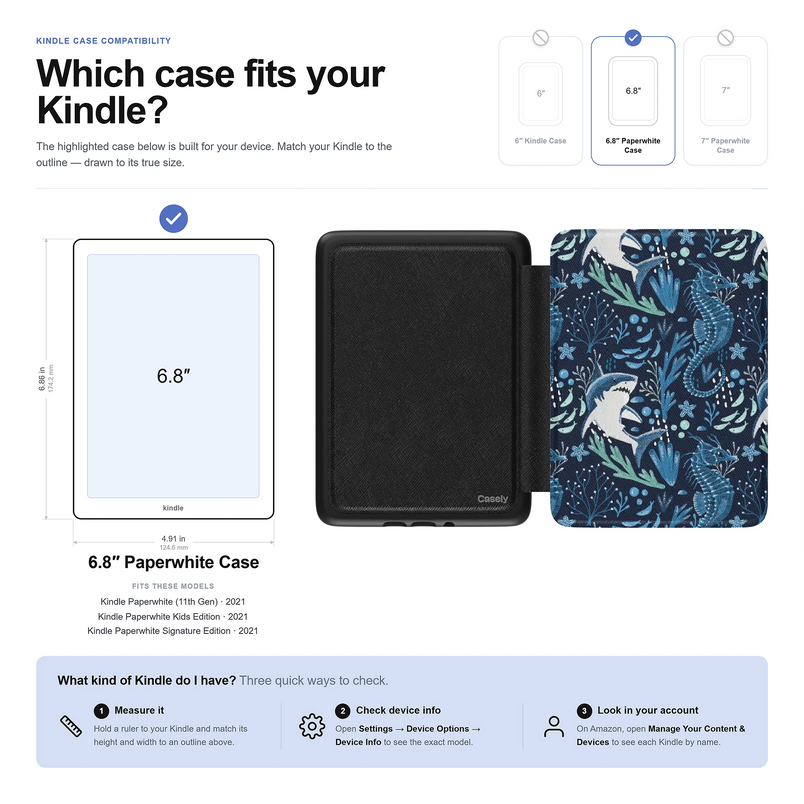 Midnight Reef | Shark Print Kindle Case