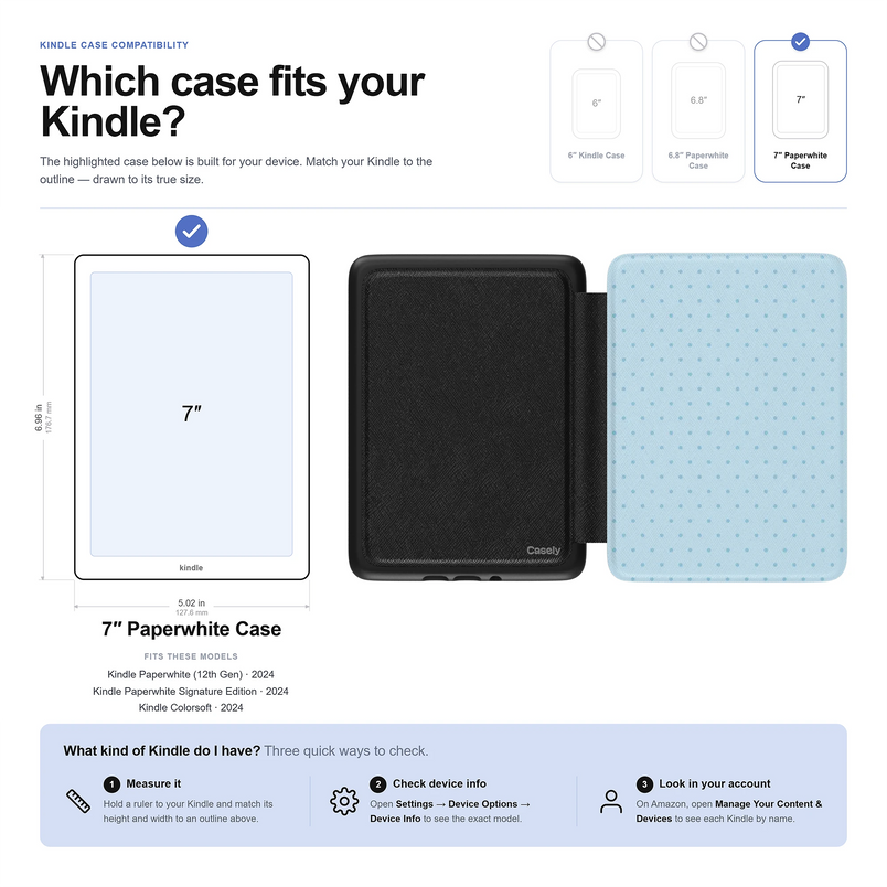 On the Dot | Blue Monochrome Polka Dot Kindle Case
