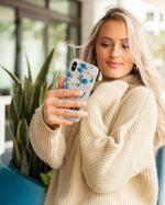 Blue and Gold Clear Floral Samsung Case Samsung Case get.casely 