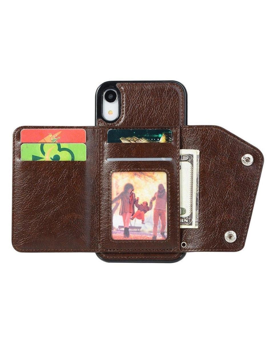 Brown Vegan Leather Wallet Case - Thumbnail 4