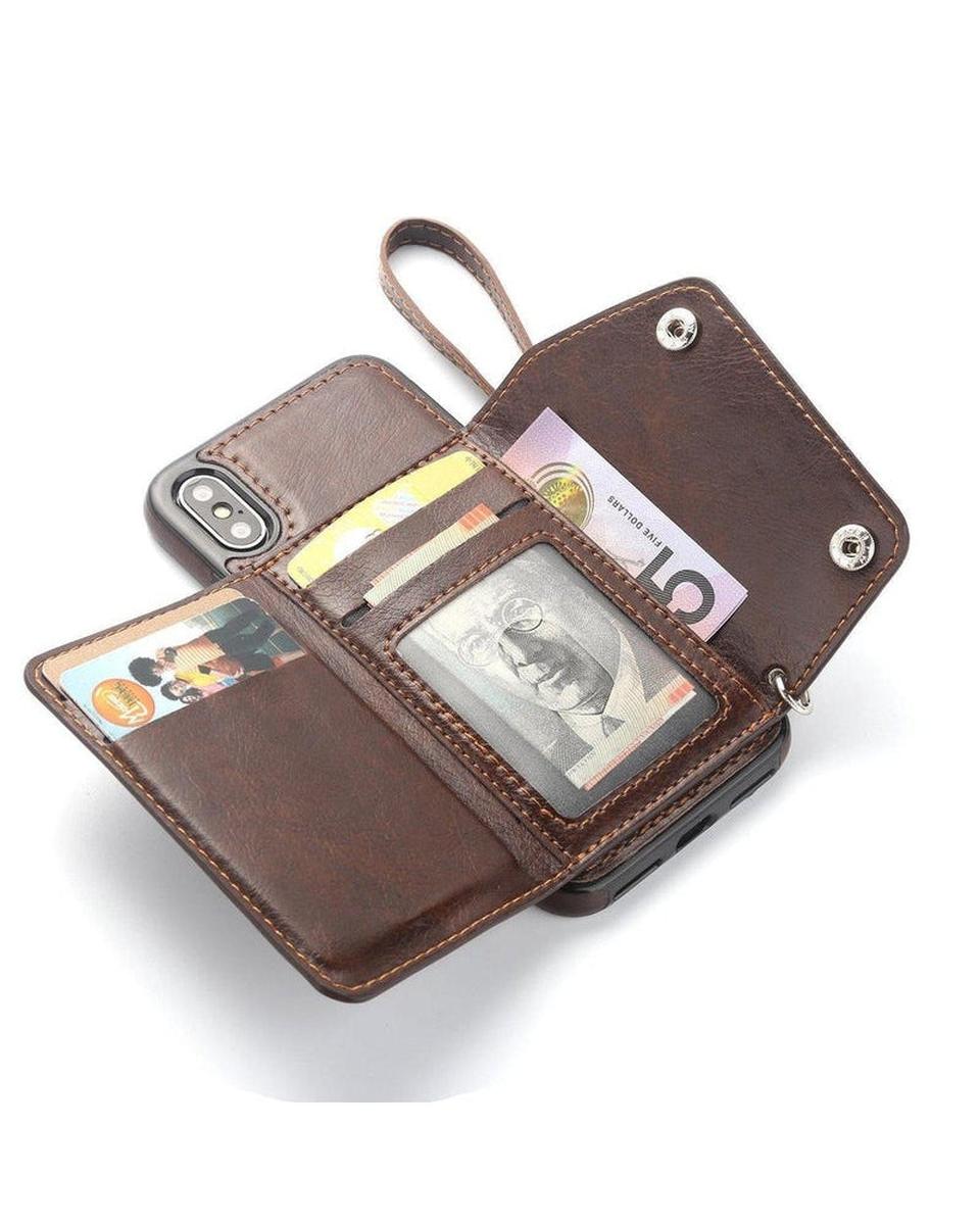 Brown Vegan Leather Wallet Case - Thumbnail 3
