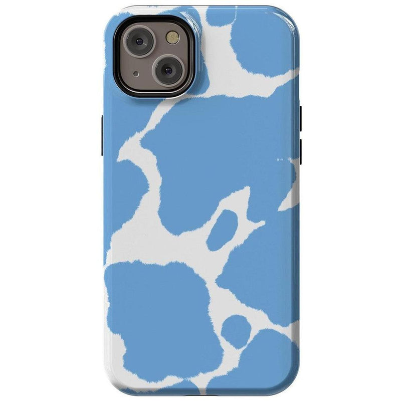 Current MOOd | Light Blue Cow Print Case iPhone Case get.casely Essential + MagSafe® iPhone 15 Plus