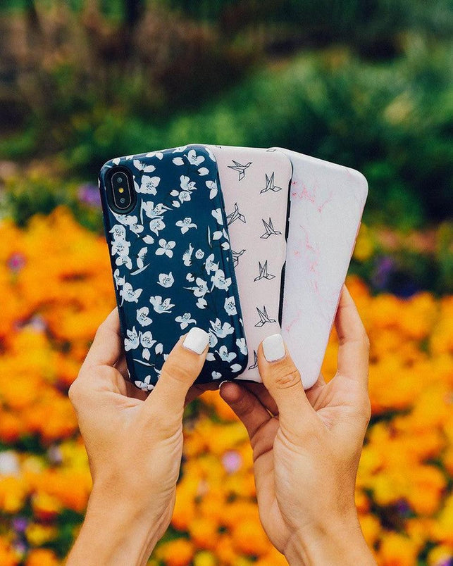 Floral Forest | Navy Cherry Blossom Floral Case iPhone Case get.casely 