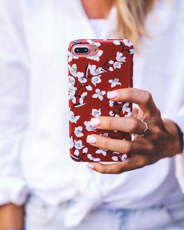 Floral Forest | Red Cherry Blossom Floral Case iPhone Case get.casely 