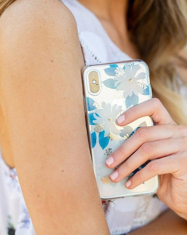 Forget Me Not | Blue and Gold Clear Floral Case iPhone Case get.casely 