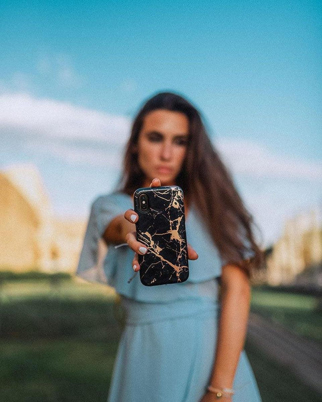 Hidden Gem | Rose Gold and Black Marble Case iPhone Case get.casely 