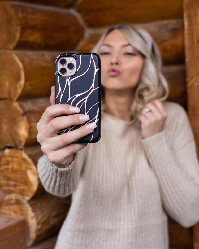 Midnight Ride | Black and Gold Metallic Waves Case iPhone Case get.casely 