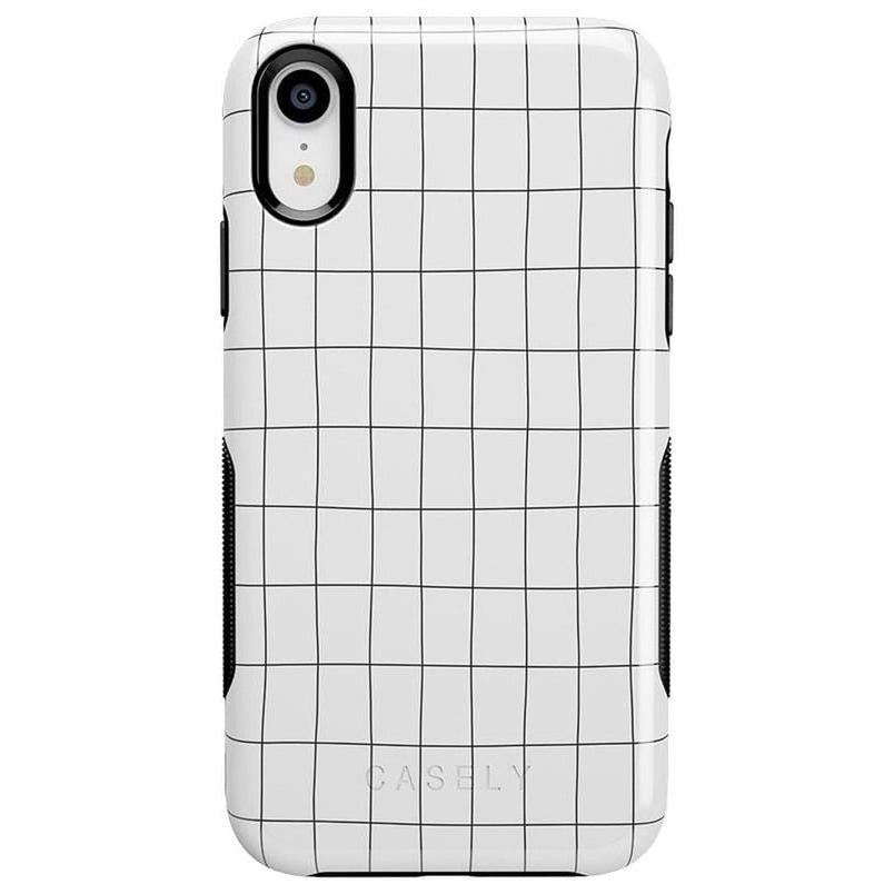 Off the Grid | White & Black Lined Case iPhone Case get.casely Bold iPhone XR 
