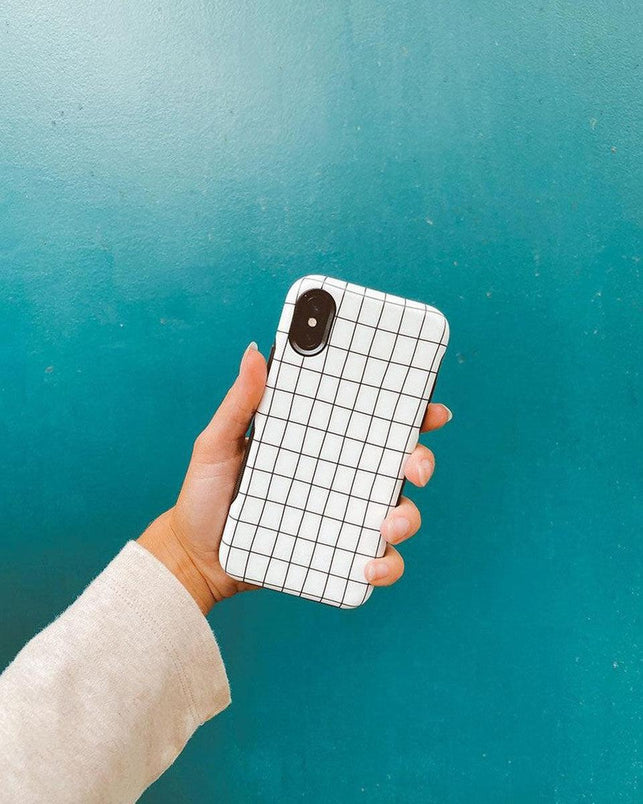 Off the Grid | White & Black Lined Case iPhone Case get.casely 