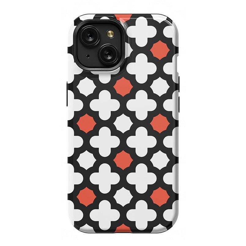 Red Lattice Tile | High Contrast Design Case Phone Case Casetry Essential + MagSafe® iPhone 15