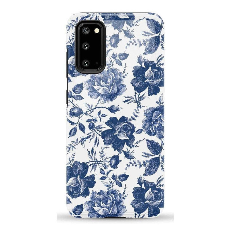 Rose to Fame | Blue & White Rose Floral Samsung Case