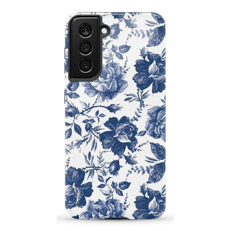 Rose to Fame | Blue & White Rose Floral Samsung Case