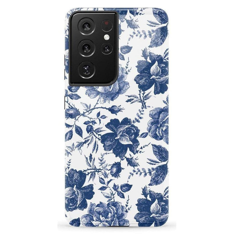 Rose to Fame | Blue & White Rose Floral Samsung Case Samsung Case Casetry Galaxy S21 Ultra