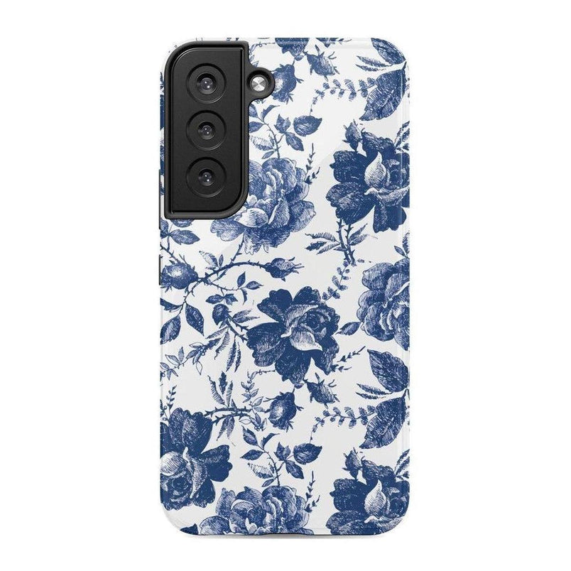 Rose to Fame | Blue & White Rose Floral Samsung Case