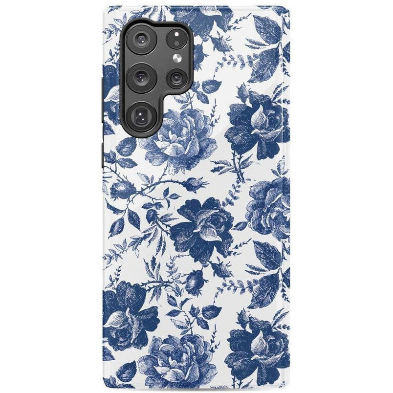 Rose to Fame | Blue & White Rose Floral Samsung Case