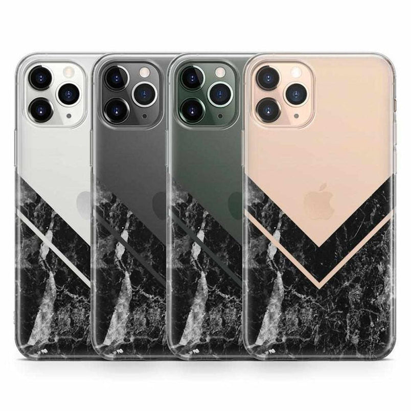 Sleek and Simple | Black Marble V Clear Case iPhone Case get.casely 