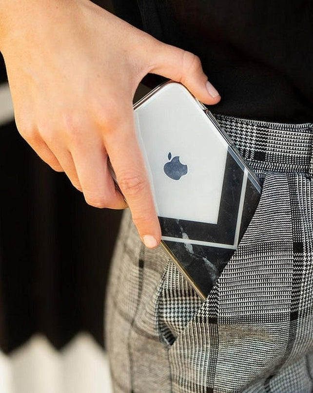 Sleek and Simple | Black Marble V Clear Case iPhone Case get.casely 