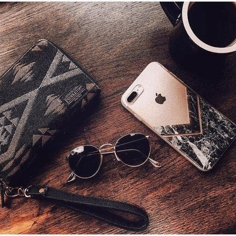 Sleek and Simple | Black Marble V Clear Case iPhone Case get.casely 
