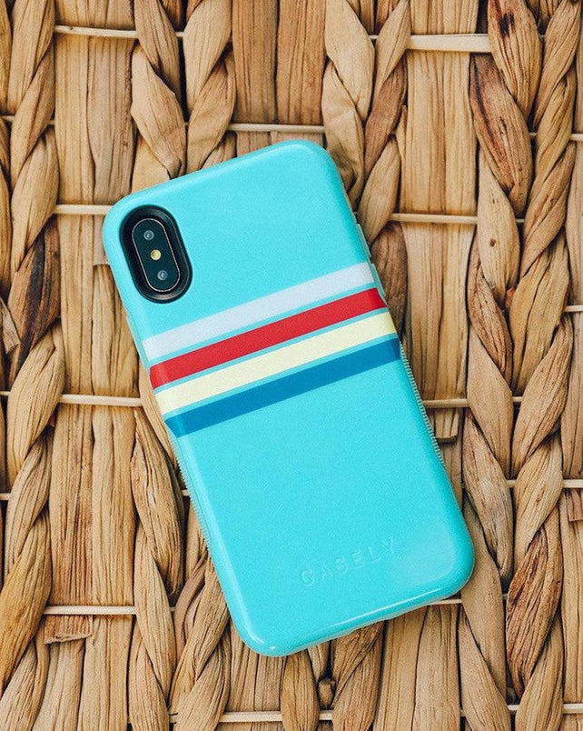 Totally Groovy | Teal Rainbow Stripes Color Block Case iPhone Case get.casely 