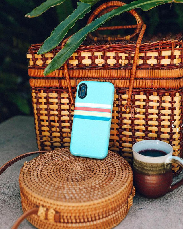 Totally Groovy | Teal Rainbow Stripes Color Block Case iPhone Case get.casely 