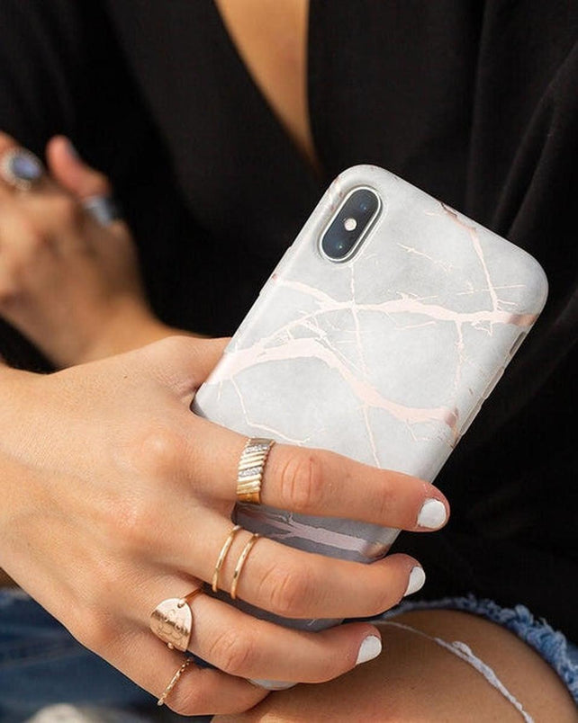 Touch of Lavender | Lavender Gray & Rose Gold Marble Case iPhone Case get.casely 