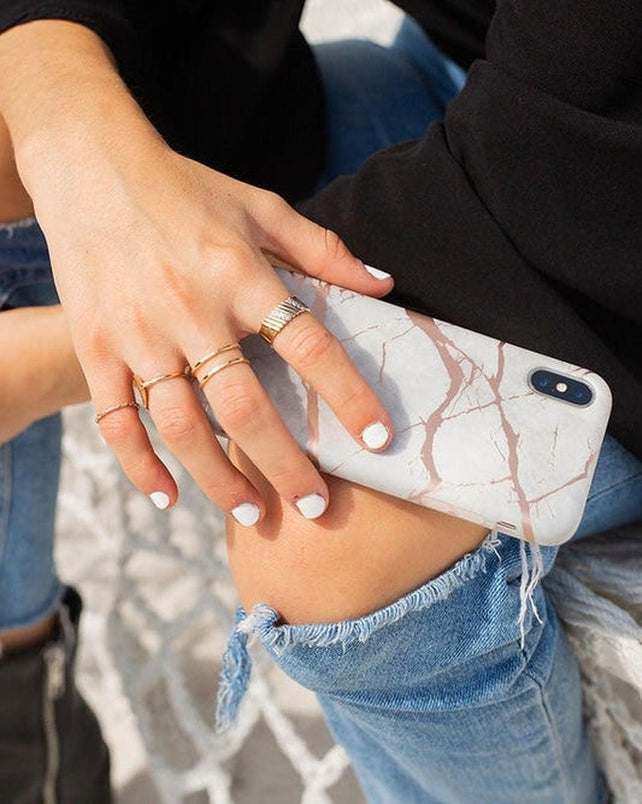Touch of Lavender | Lavender Gray & Rose Gold Marble Case iPhone Case get.casely 