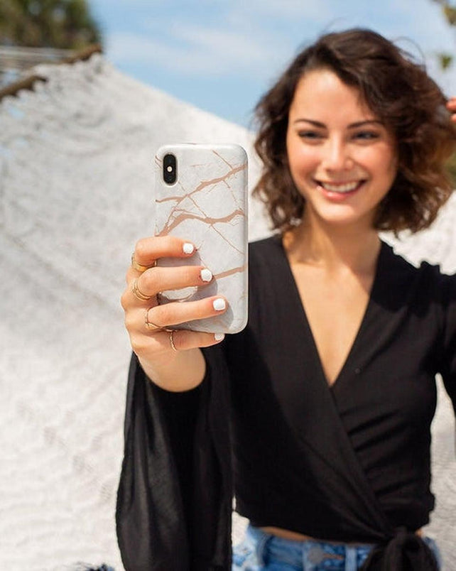 Touch of Lavender | Lavender Gray & Rose Gold Marble Case iPhone Case get.casely 