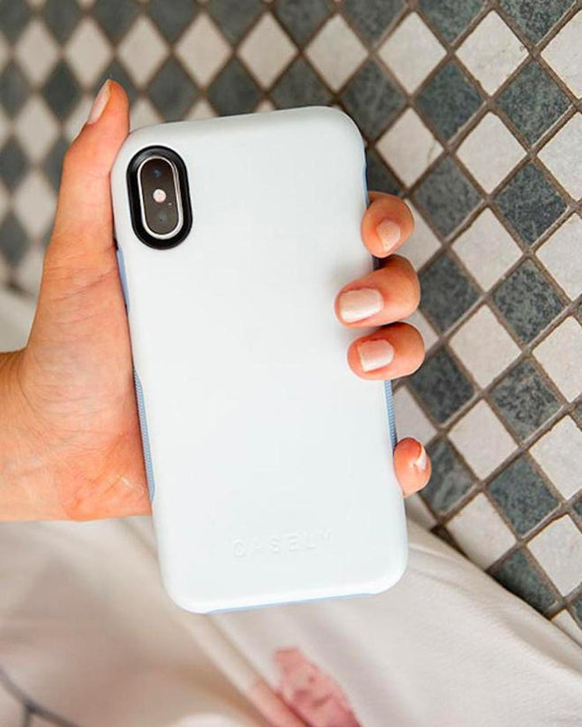 White on Light Blue | Ultra-Protective Bold Case iPhone Case get.casely 